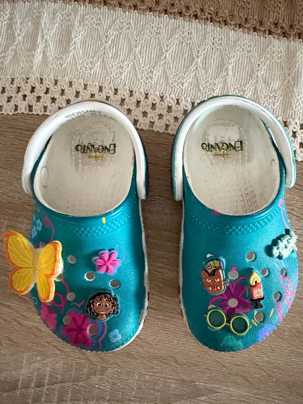CROCS Kids Teal Slip-On Clogs with Colorful Charms